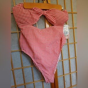 Forever 21 - Ladies Red Gingham One Piece Swimsuit - XL